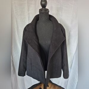 Old Navy Black Pea Coat Jacket Womens Sz 2XL Pockets Hidden Button Short